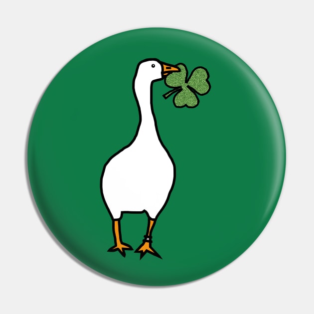 White Goose Steals Shamrock Pin by ellenhenryart