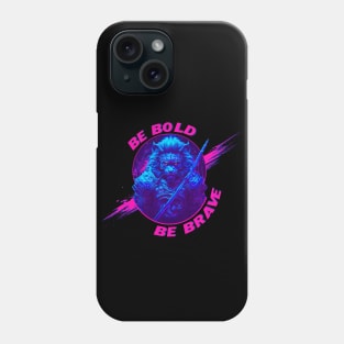 Synthwave Samurai Lion - Be bold Be brave Phone Case