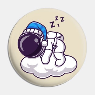 Cute Astronaut Sleep On Cloud Cartoon Pin