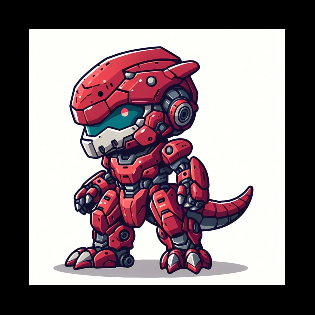 Chibi Red dinosaur robot by Mechanime World