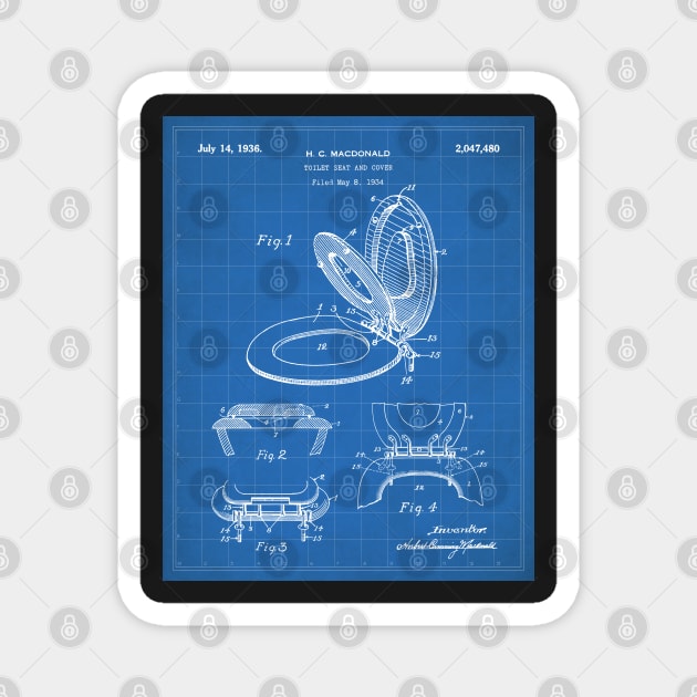Toilet Seat Patent - Bathroom Art - Blueprint Magnet by patentpress