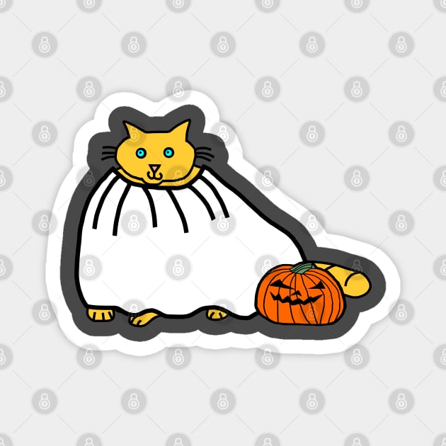 Chonk Cat Getting Ready for Halloween Horror Magnet by ellenhenryart