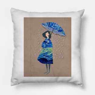 starry night rainy day Pillow