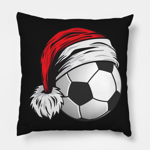 Christmas Football Ball With Santa Hat Funny Sport X-mas product Pillow by theodoros20