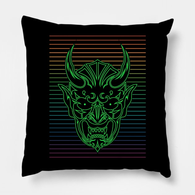 Shinigami Japanese Mask Lines Pillow by Cemploex_Art