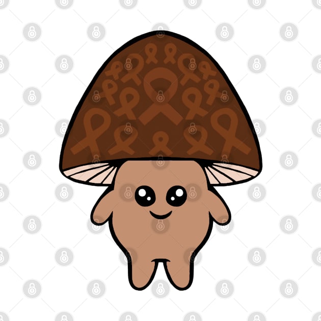 Brown Awareness Ribbon Mushroom man by CaitlynConnor