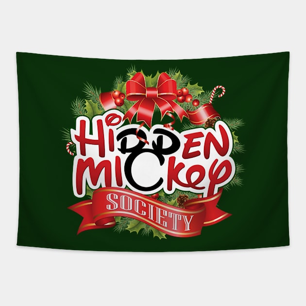 HMS Christmas Wreath Logo (GREEN Lineup) Tapestry by hiddenmickeysociety