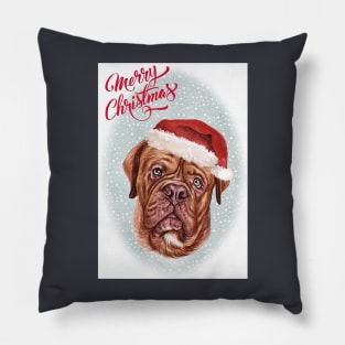 Dogue de Bordeaux Christmas Greeting Pillow