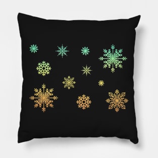 Pastel Orange Ombre Faux Glitter Snowflakes Pillow