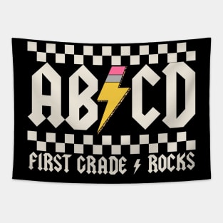 Abcd First Grade Rocks Pencil Lightning Tapestry