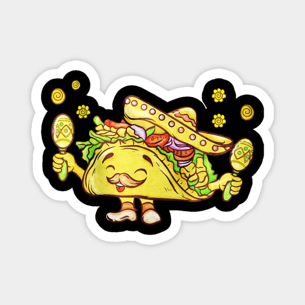 Taco Wearing Mexican Hat Cinco De Mayo Magnet by toiletpaper_shortage