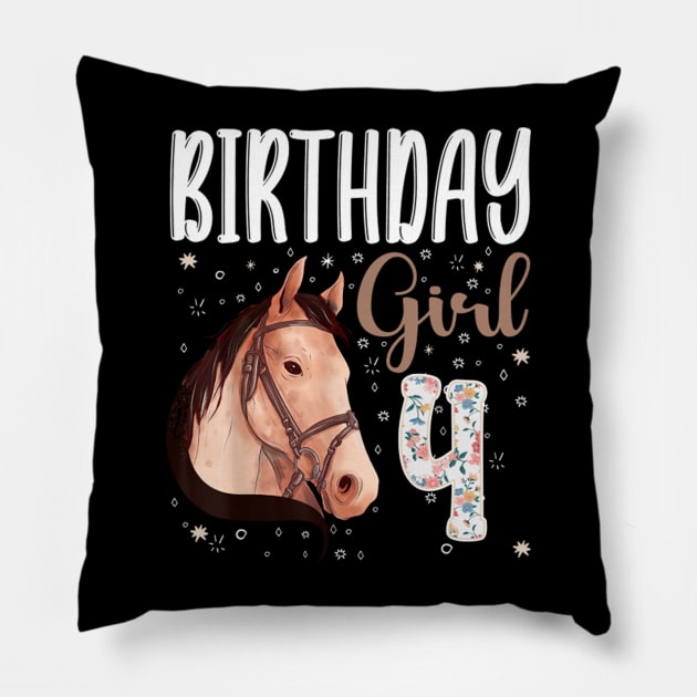 Horse Animal Lovers 4th Birthday Girl Pillow by tasmarashad