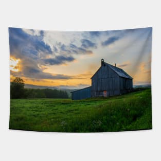 Barn and Sunset Serenade V1 Tapestry