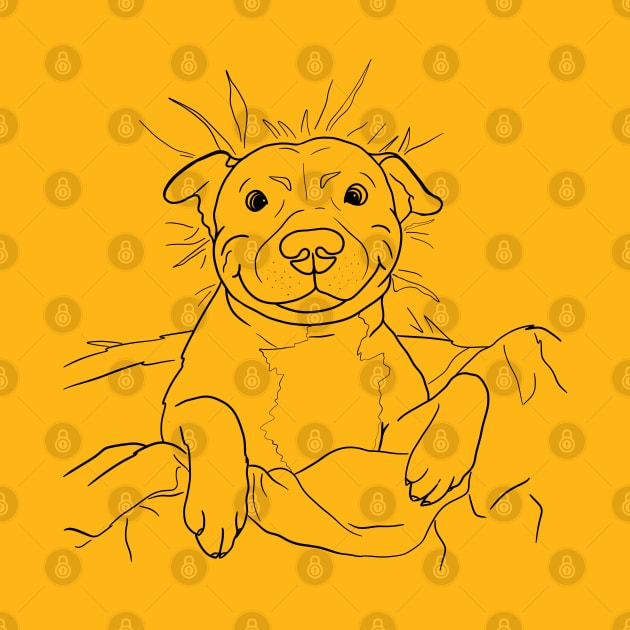 Cute goofy Pittbull line art dog illustration by illograph