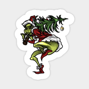 Grinch with christmas tree Magnet