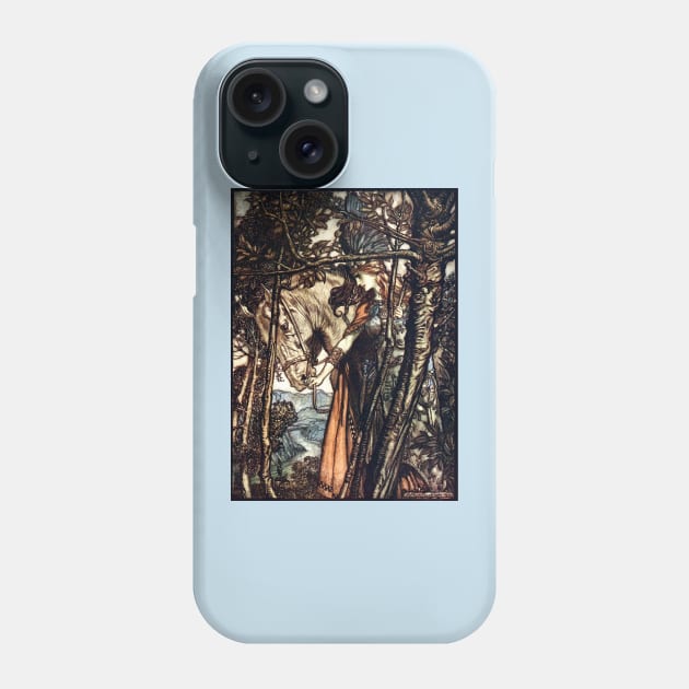 Brunnhilde Going to the Cave - Rhinegold and the Valkyries, Arthur Rackham Phone Case by forgottenbeauty