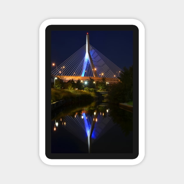 Lenny Zakim Bridge Reflection Boston MA Magnet by WayneOxfordPh