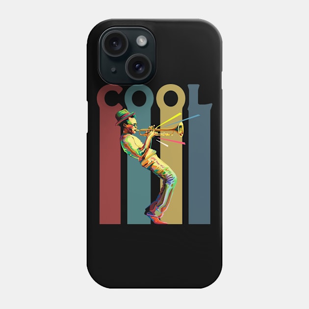 Cool - Retro design with a jazz trumpet player Phone Case by Blended Designs