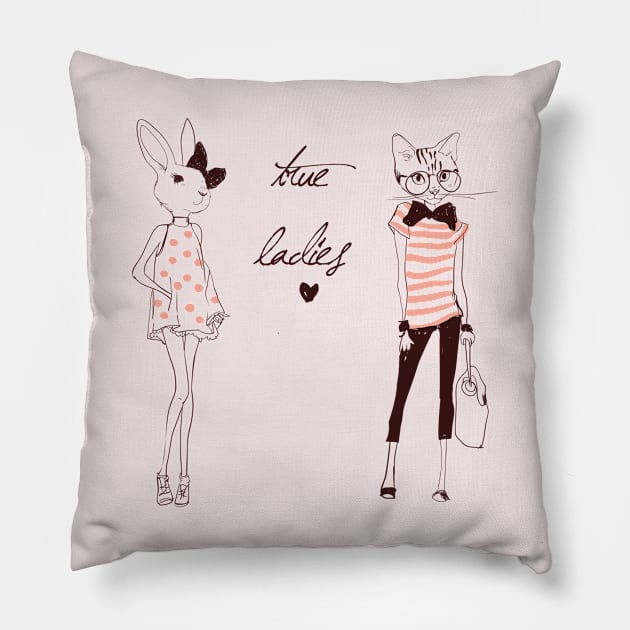 Lady Animal Pillow by EveFarb