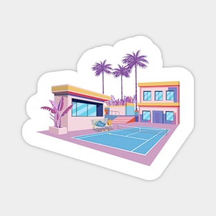A clubhouse tennis court. Magnet