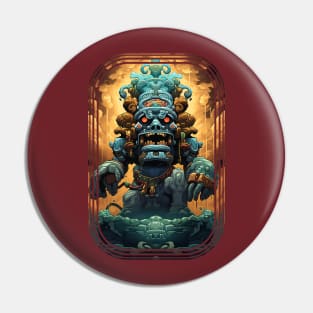 Mayan God Statue Pin