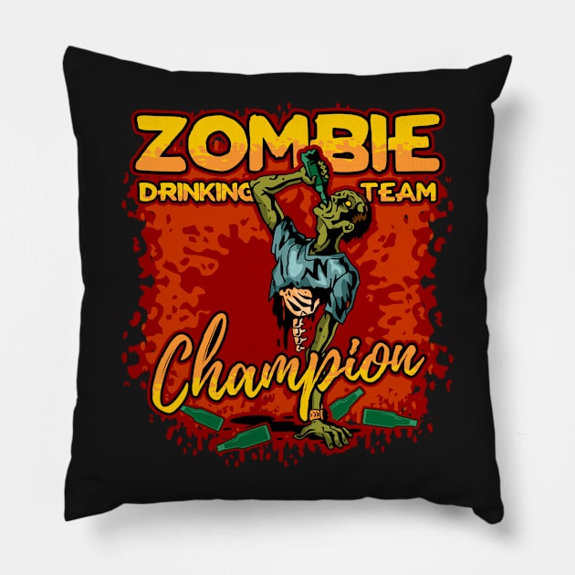 Zombie Drinking Team Pillow by RadStar