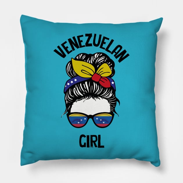 Messy Bun Venezuela Girl Pillow by HarlinDesign