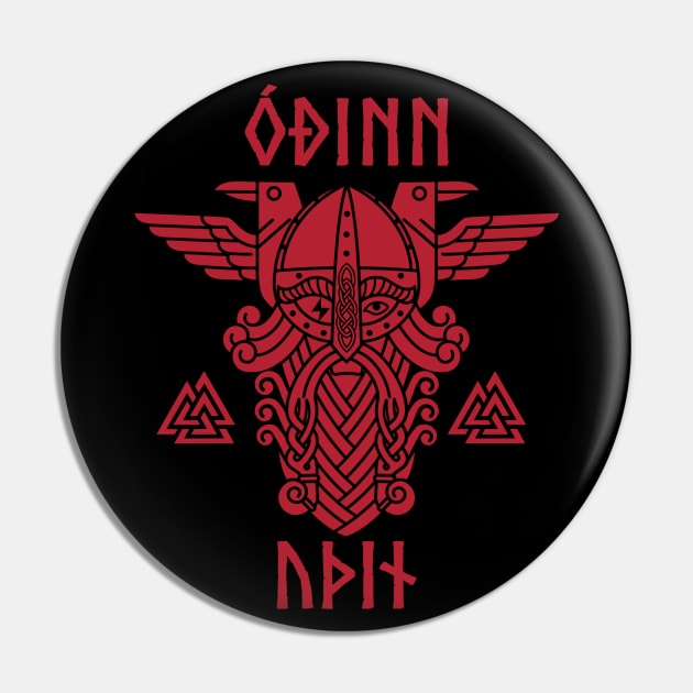 Odin valknut runes red Pin by Blue Pagan