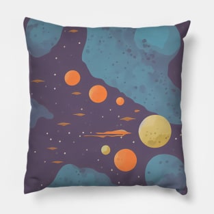 Celestial Stars, planets and Nebulas - Space Retro style Pillow