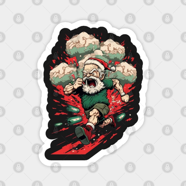 BADASS SANTA, Violent Night-inspired Christmas design Magnet by Buff Geeks Art