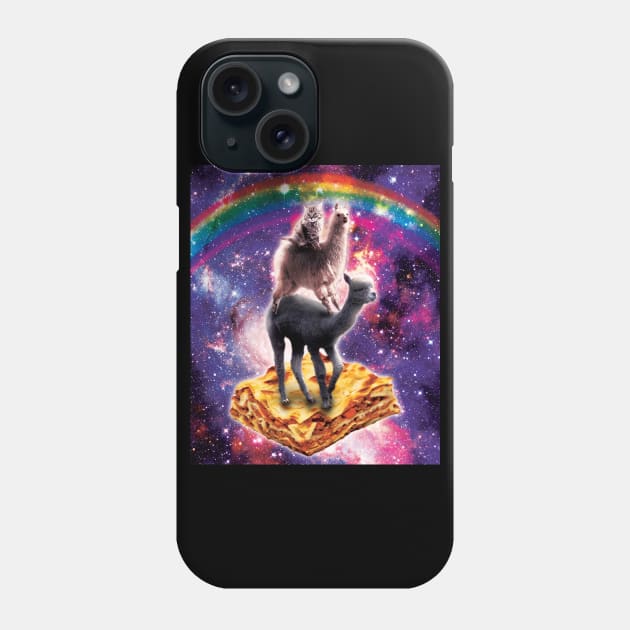 Space Cat Llama Alpaca Riding Lasagne Phone Case by Random Galaxy