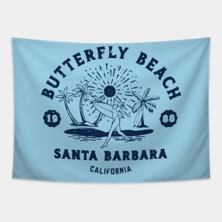 Vintage Butterfly Beach Surfing // Retro California Beach Santa Barbara 1988 Tapestry