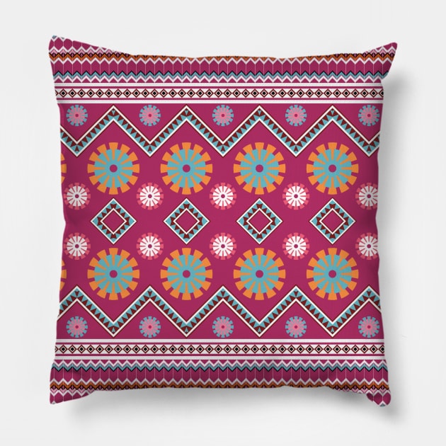 beautiful flower pattern pink background Pillow by noke pattern