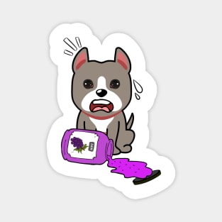 Funny grey dog spilled grape jam Magnet