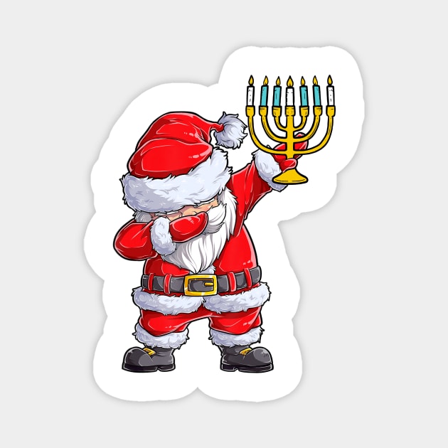 Menorah Santa Hat Chanukah Hanukkah Jewish Christmas Pajama Magnet by _So who go sayit_