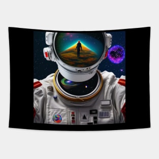 Moon Orbit: Astronaut Exploration in Outer Space Tapestry