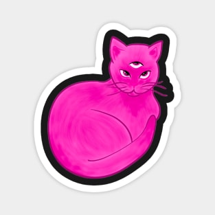 Third eye pink cat Magnet