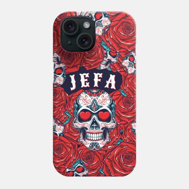 Jefa Sugar Skull & Red Roses Phone Case by Pennelli Studio