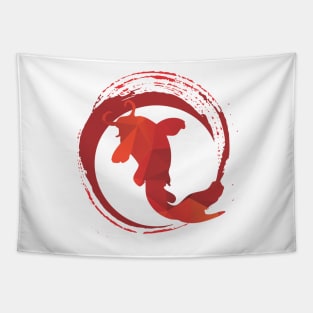 abstract red catfish Tapestry