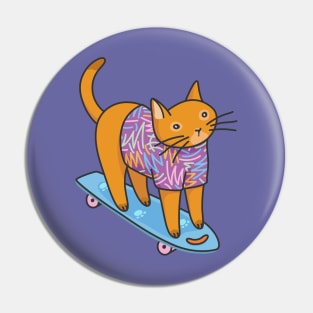 Catsville stories: skateboarding little red cat Pin