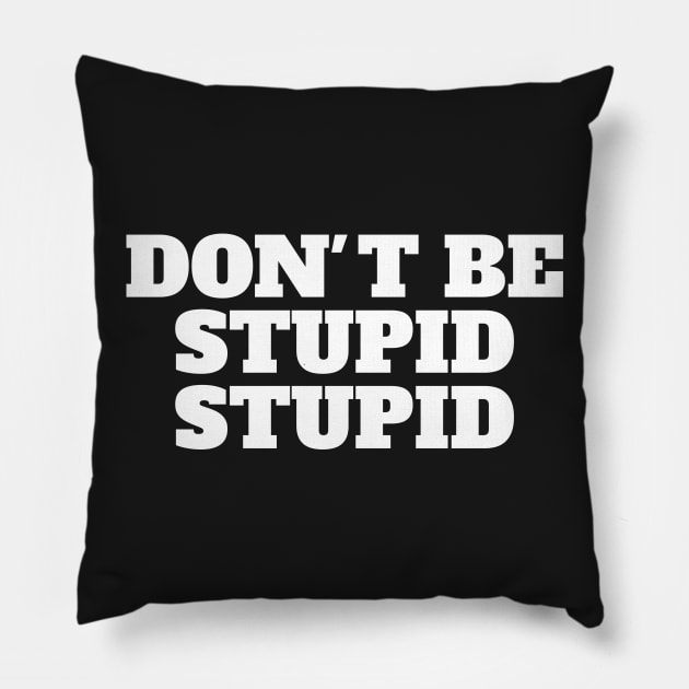 Don't Be Stupid Stupid Pillow by amitsurti