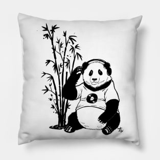 Panda With Headphones Pillow