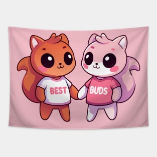 Best Buds Kawaii Cute Squirrels Girls Friendship Gift Tapestry