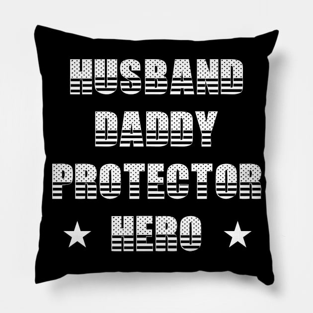 Husband Daddy Protector Hero Fathers Day Funny Gift Pillow by karascom