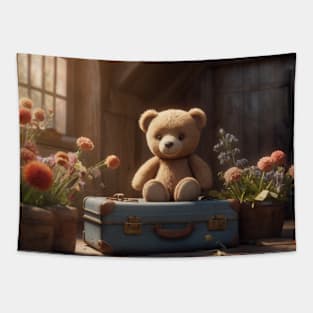 Teddy Bear at His Cottage Tapestry