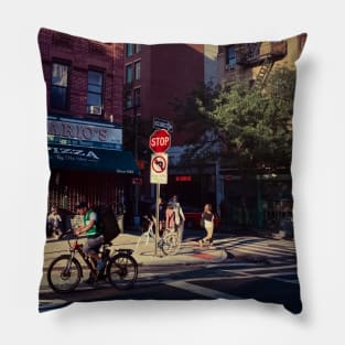 Lower East Side Street Biker Manhattan NYC Pillow