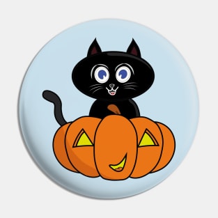 Cute Black Cat Halloween Pin