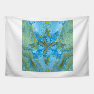 Abstract Digital Art in Blue and Green Tones Tapestry