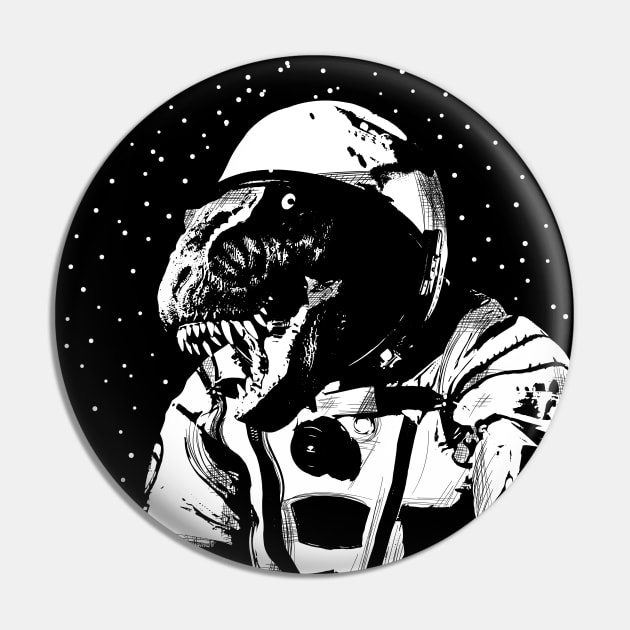 Astronaut Dinosaur Funny Pin by Ali Kalkanlı