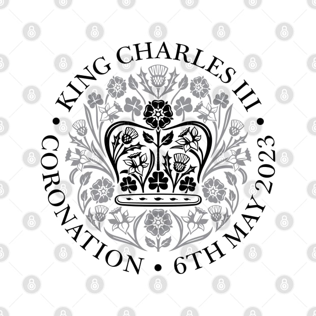 King Charles III Official Coronation Emblem Black and Grey by NattyDesigns